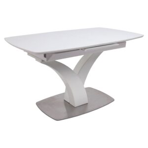 Стол НОТР ДАМ MODERNE, стекло Optiwhite 1400(1800)*850, Белый/Белый Муар