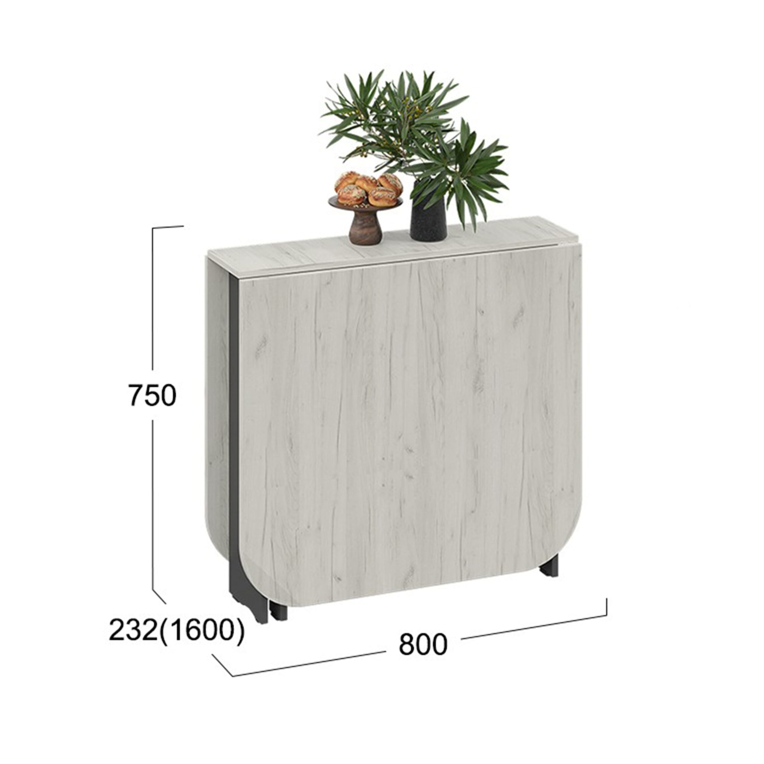 Стол-книжка Т1, 232(1600)*800, подстолье антрацит/столешница дуб крафт белый