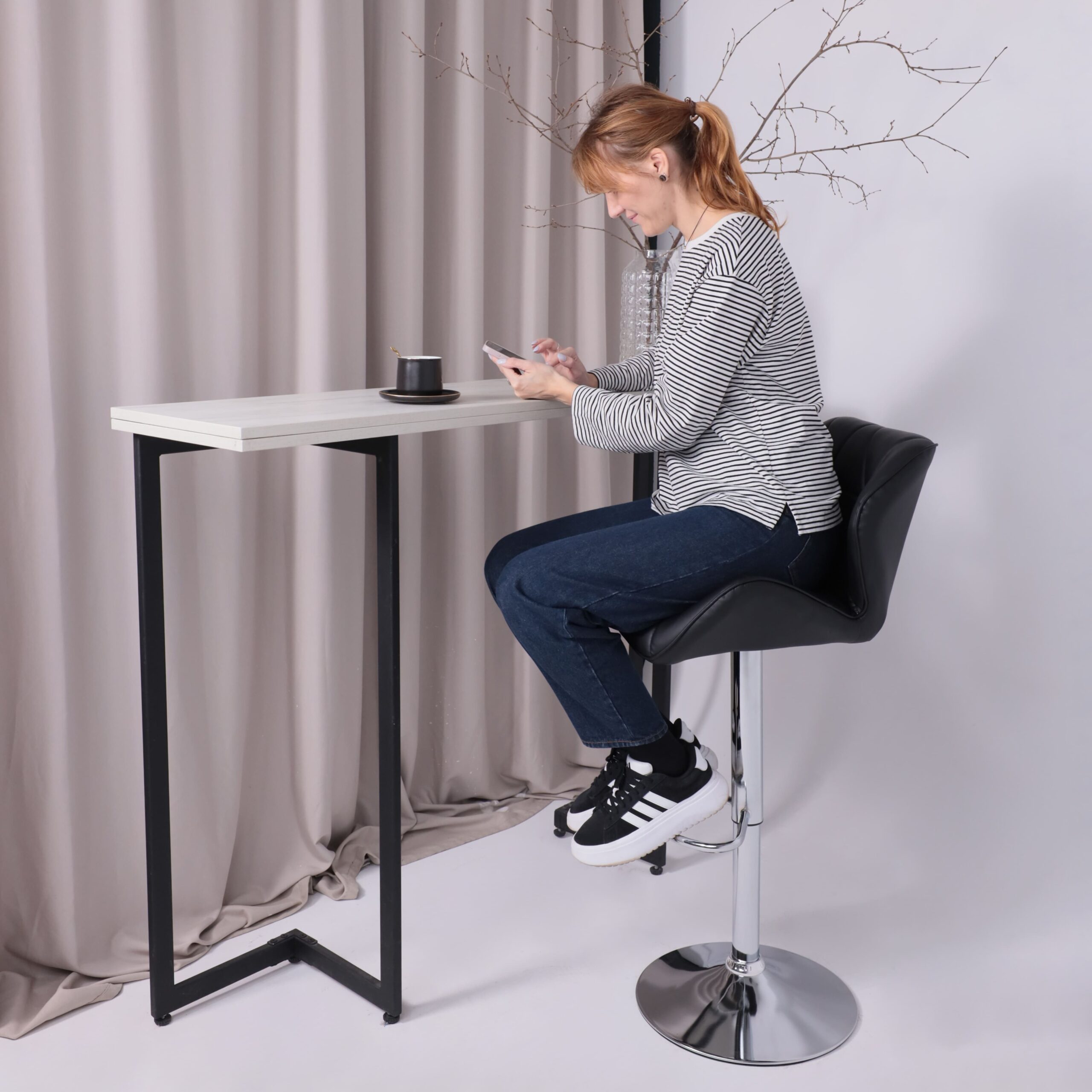 Кресло BERLIN, экокожа, черный/хром