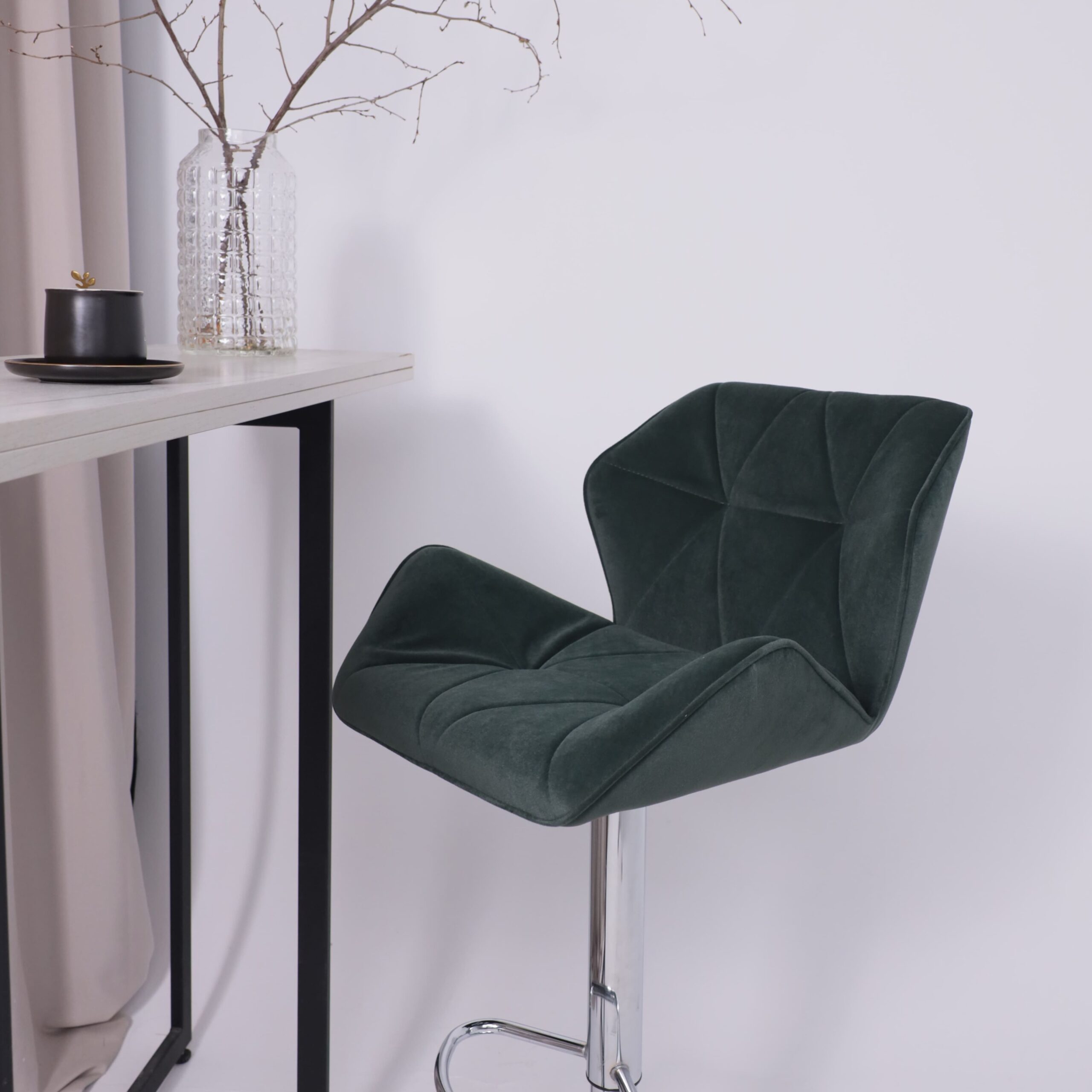Кресло барное BERLIN GB, Kiton 708 темно-зеленый велюр/хром
