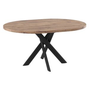 Стол RONALDO-120, круглый раздвижной 120(160), ДУБ ВЕЛЛИНГТОН/Черный