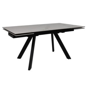 Стол МОНАКО NEW,керамика 0 кат. 1600(2240)*900, Камень белый Greys White/Черный матовый