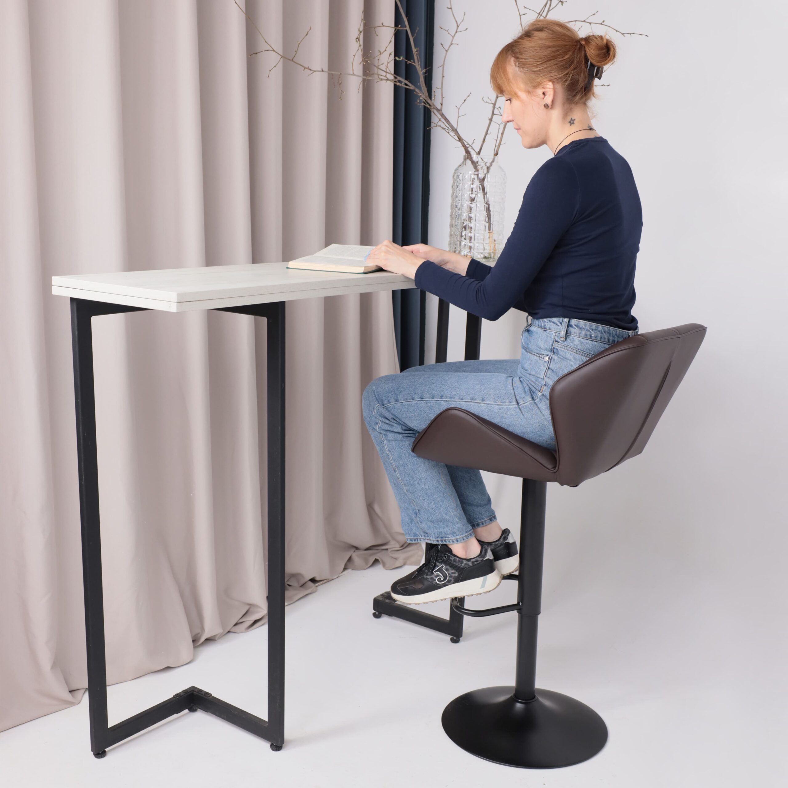 Кресло барное BERLIN GB, Pegaso шоколад экокожа/черный