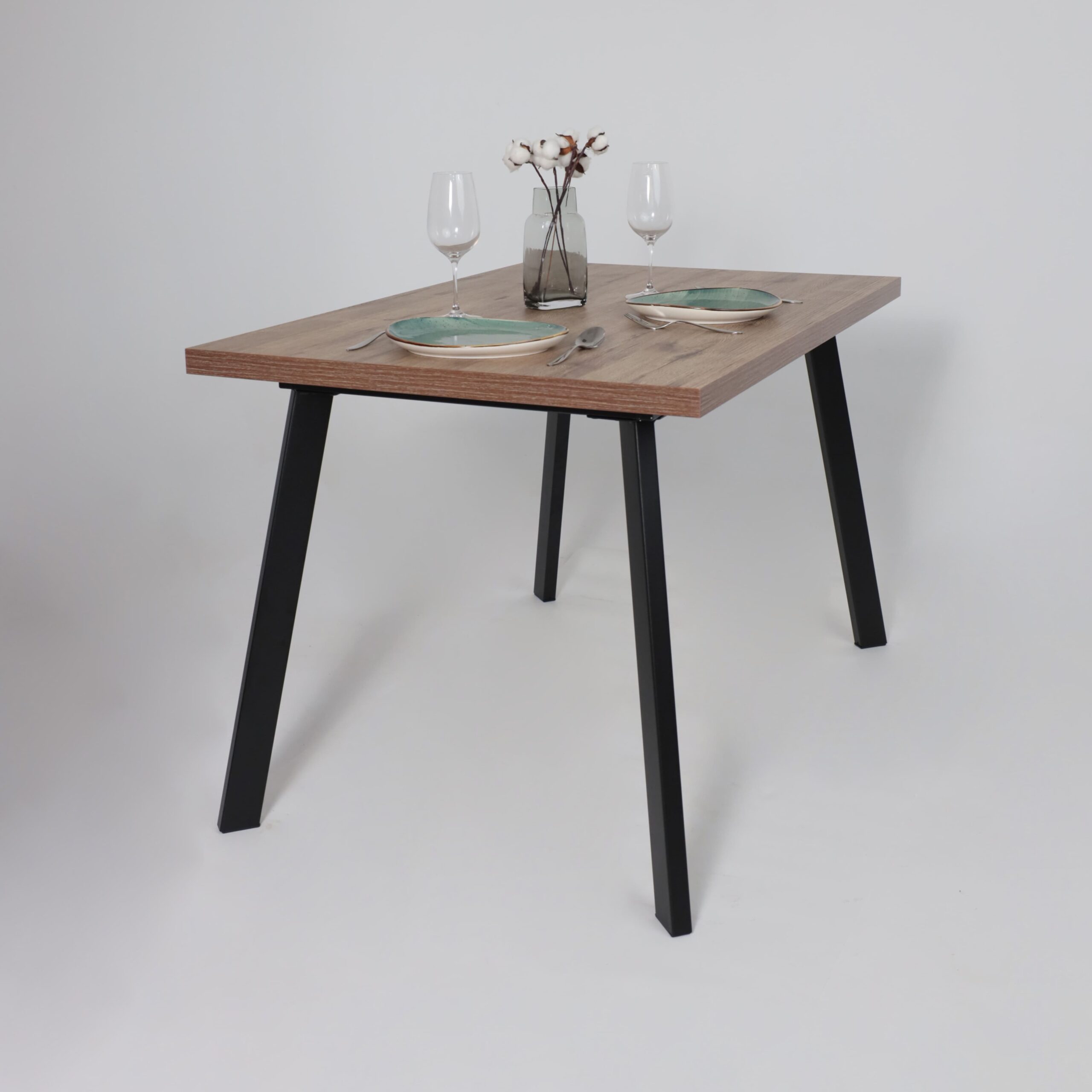 Стол BORG-120, раздвижной 120(160)х80, Дуб Веллингтон/Чёрный