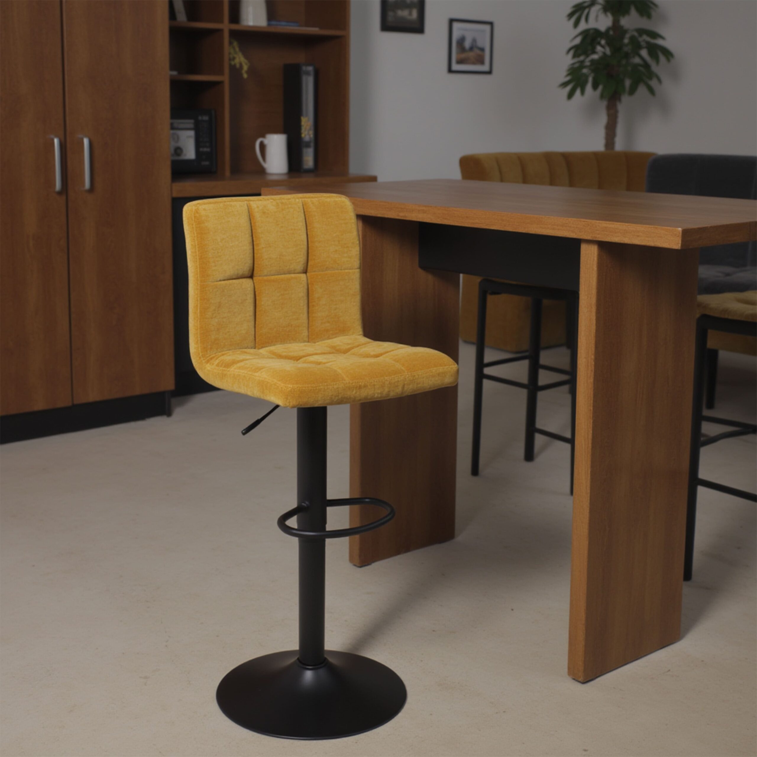 Стул барный LOGOS, горчичный шенилл Ote Canna 273/черный