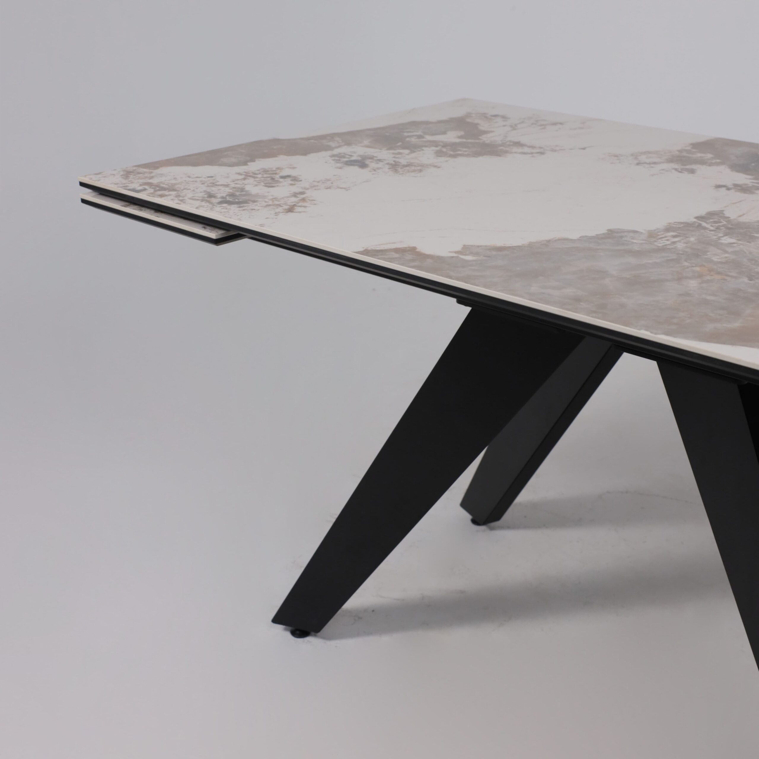 Стол AV 2122, МДФ+керамика, раздвижной 1400 (2000)*850 белый, глянцевый PANDORA/черный