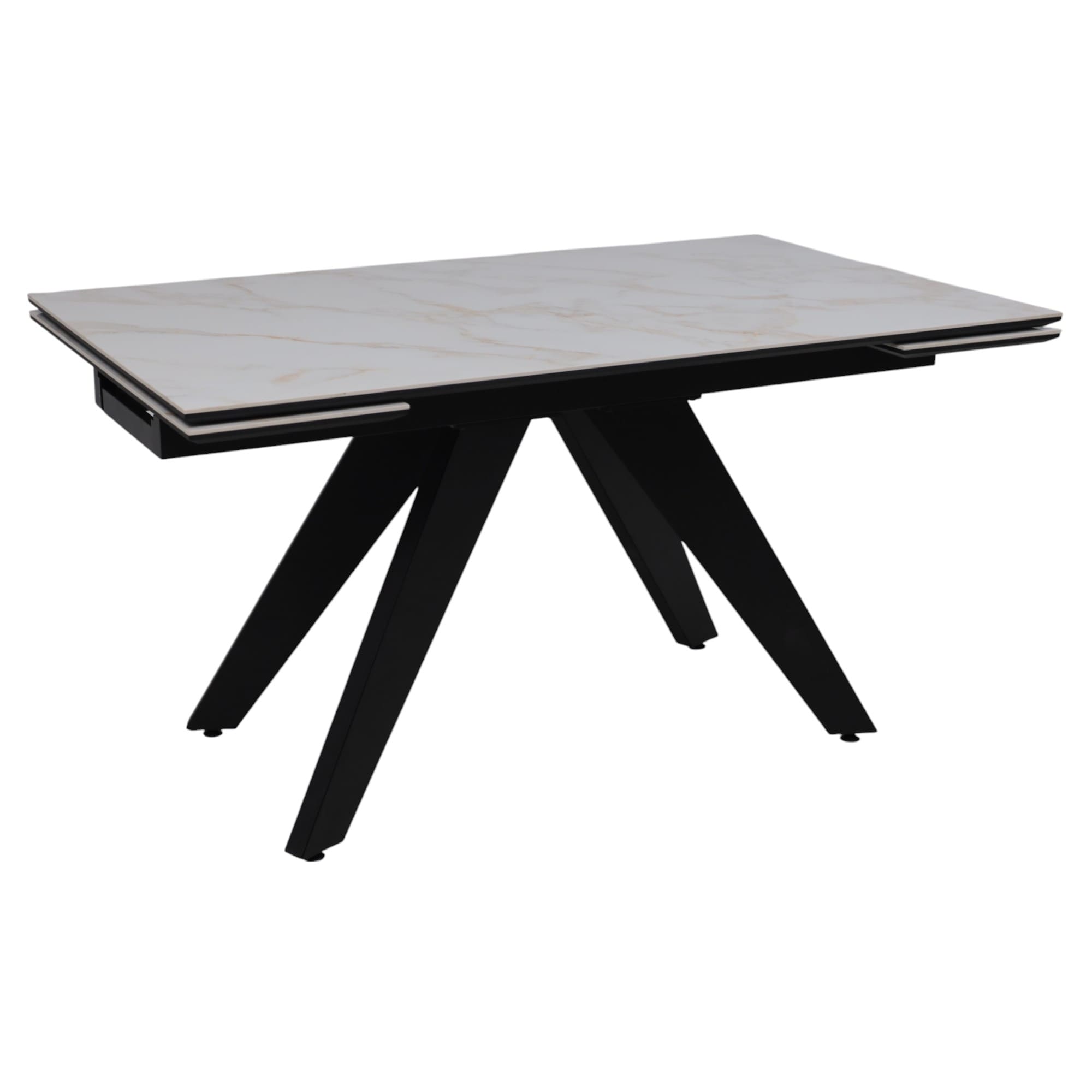 Стол AV 2122, МДФ+керамика, раздвижной 1400 (2000)*850 белый, глянцевый CARLA LARKIN/черный