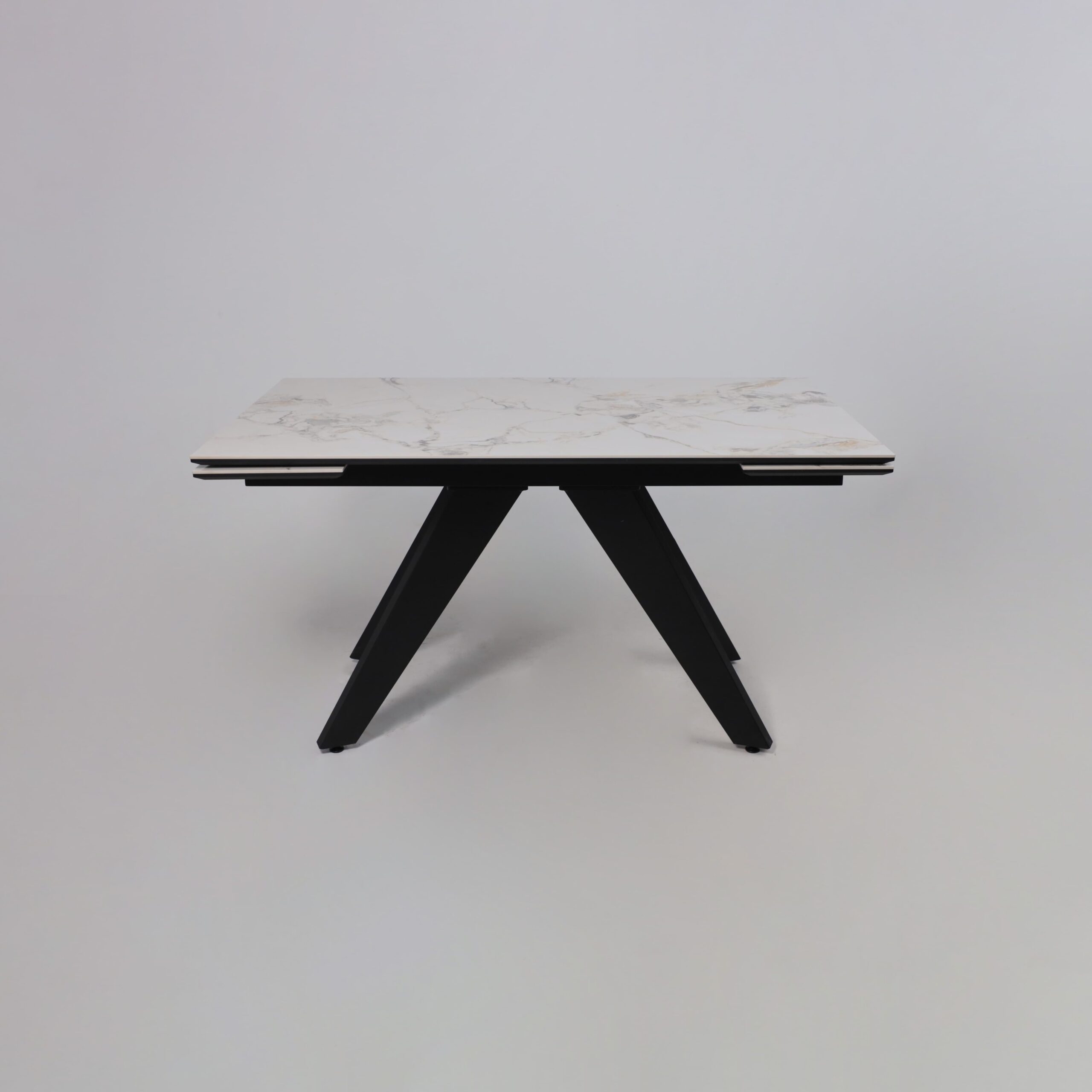 Стол AV 2122, МДФ+керамика, раздвижной 1400 (2000)*850 натуральный, глянцевый GOLD JADE/черный