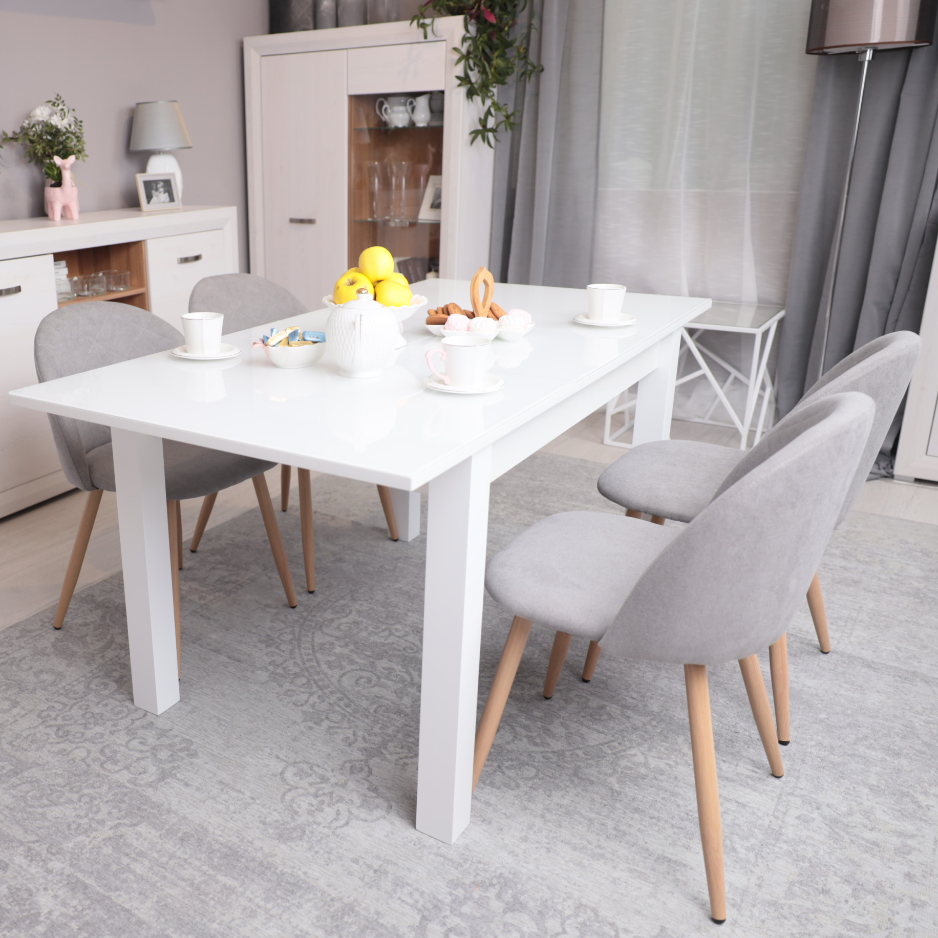 Стул HONNOR, светло-серая ткань 1701-26/дуб