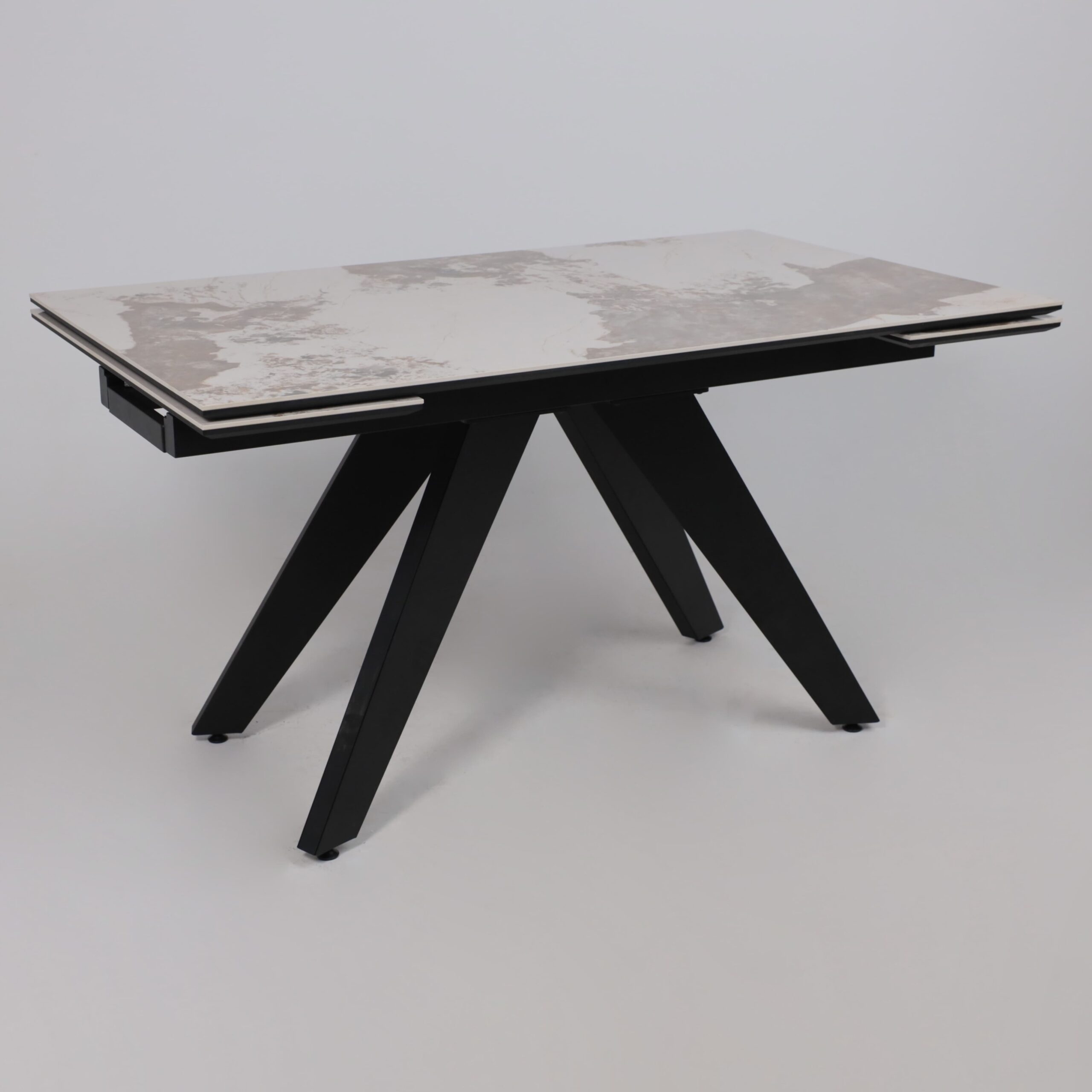 Стол AV 2122, МДФ+керамика, раздвижной 1400 (2000)*850 белый, глянцевый PANDORA/черный