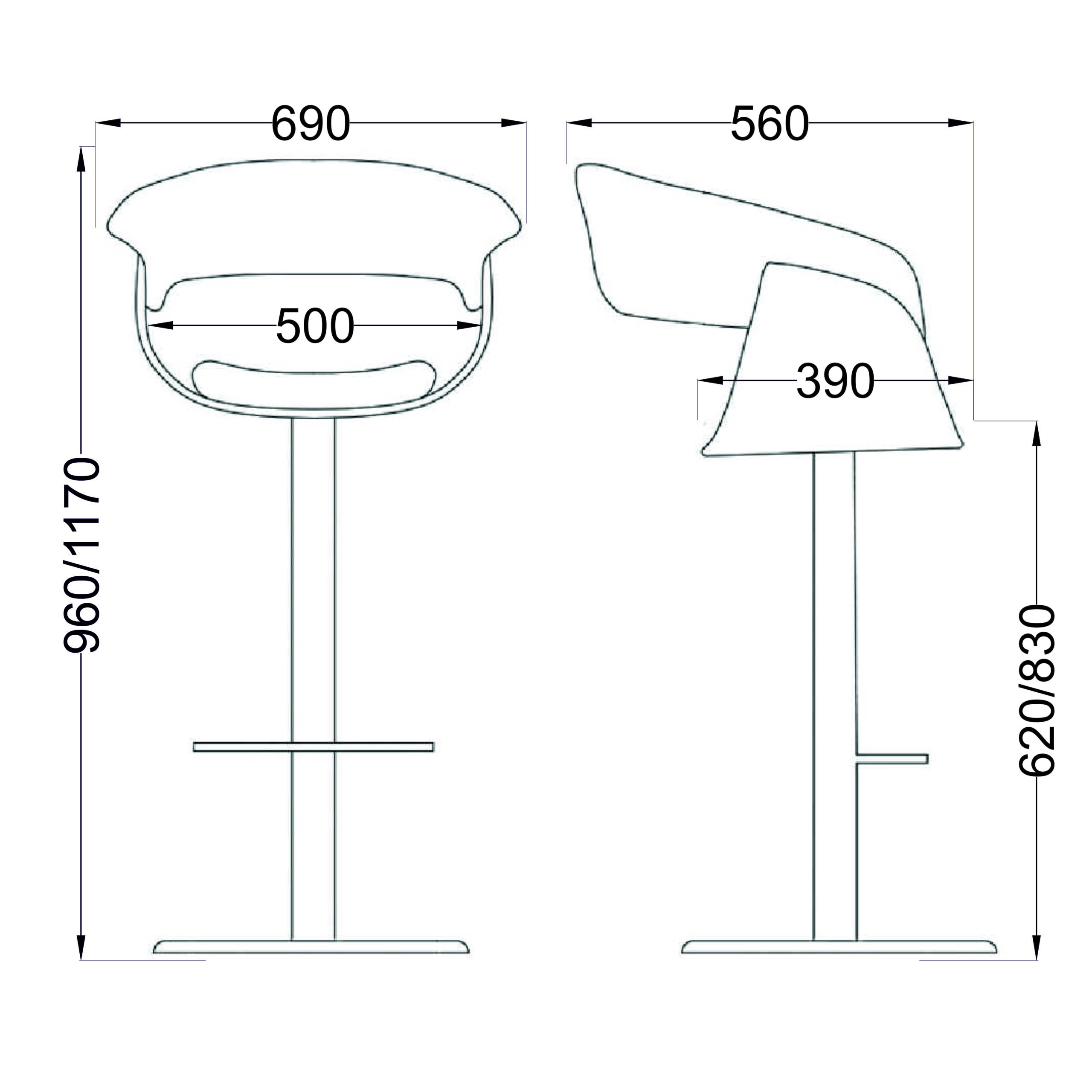 Стул барный ROSSI, экокожа, черный/хром