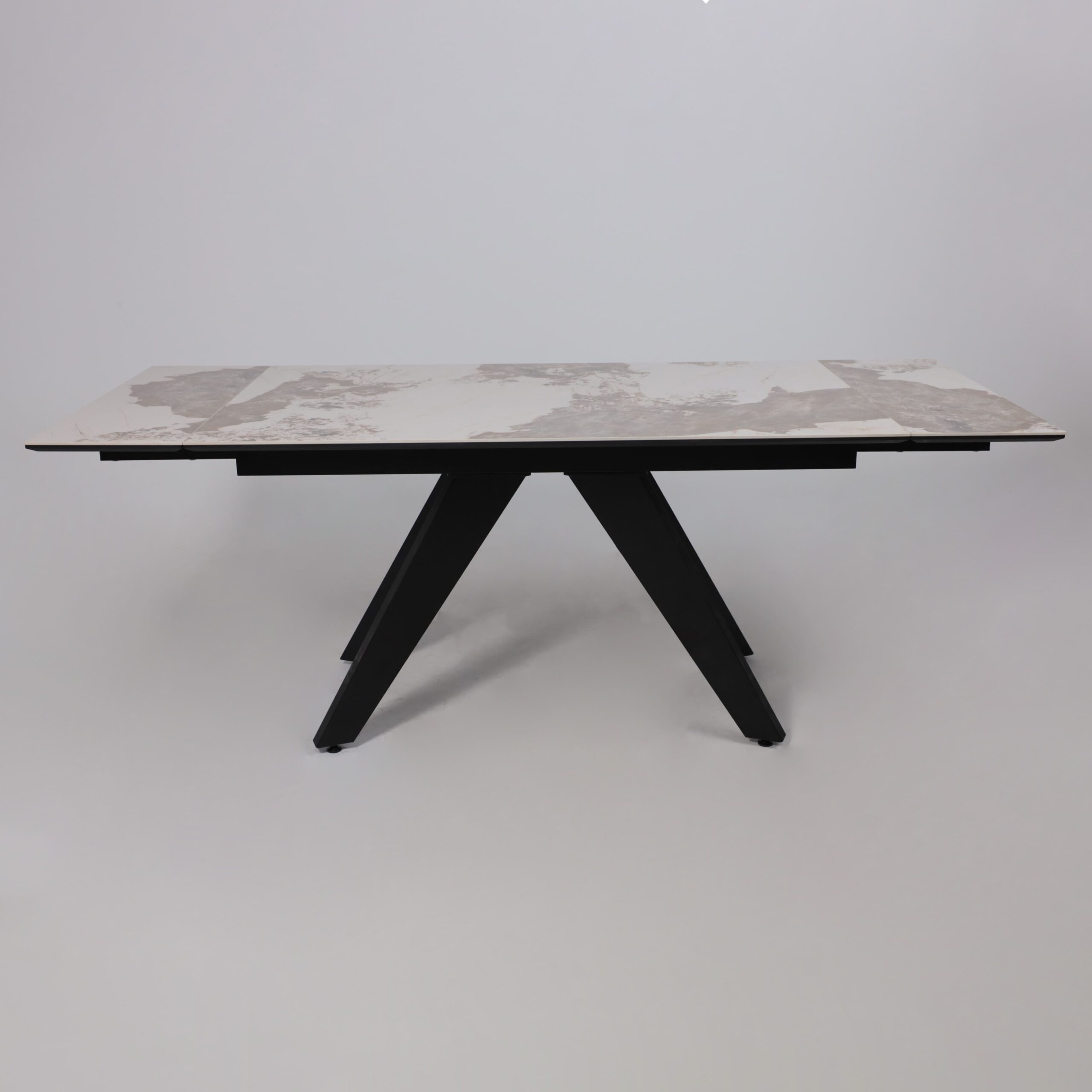 Стол AV 2122, МДФ+керамика, раздвижной 1400 (2000)*850 белый, глянцевый PANDORA/черный