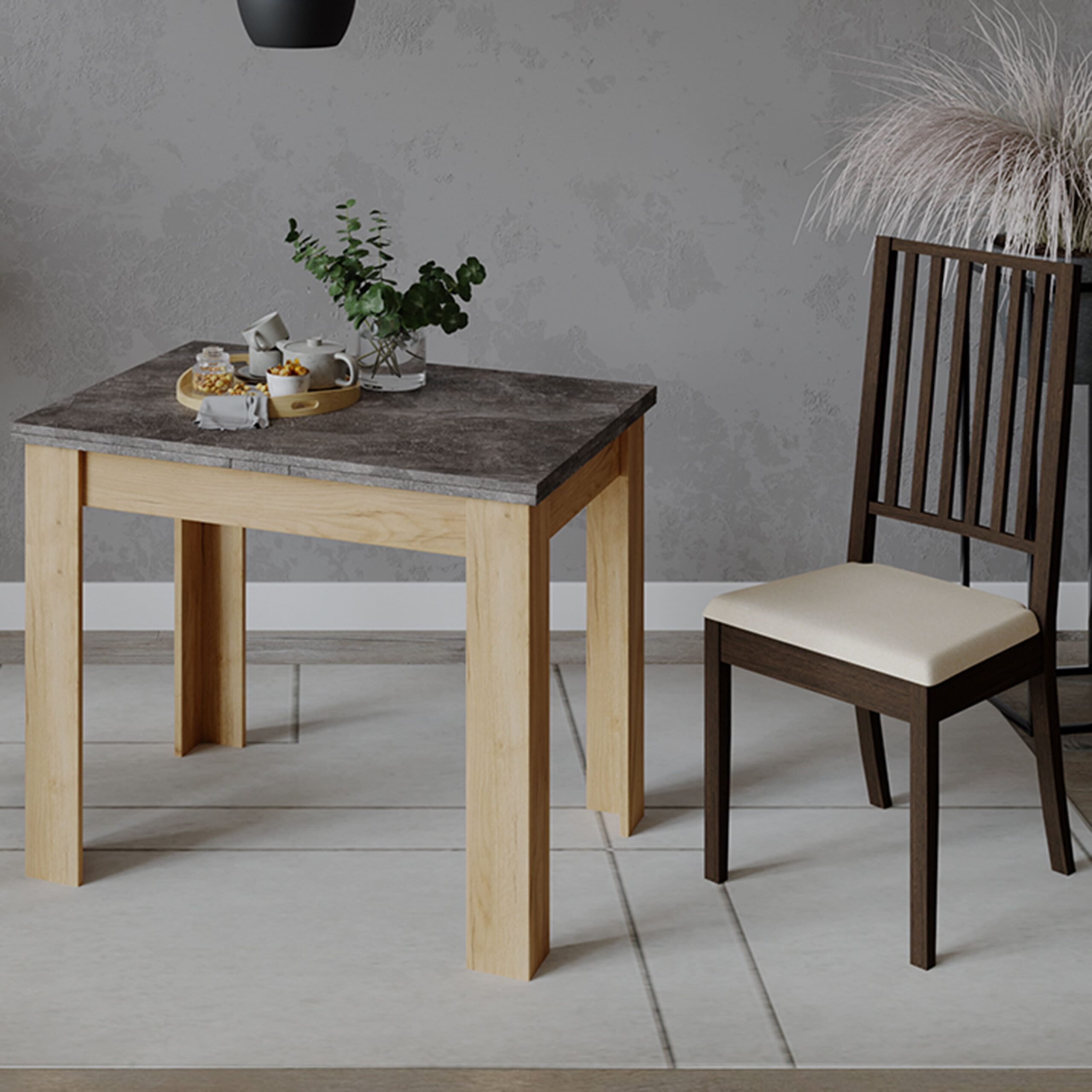 Стол раздвижной ПРОМО Тип 3, 900(1698)*670, ателье темный/дуб крафт золотой