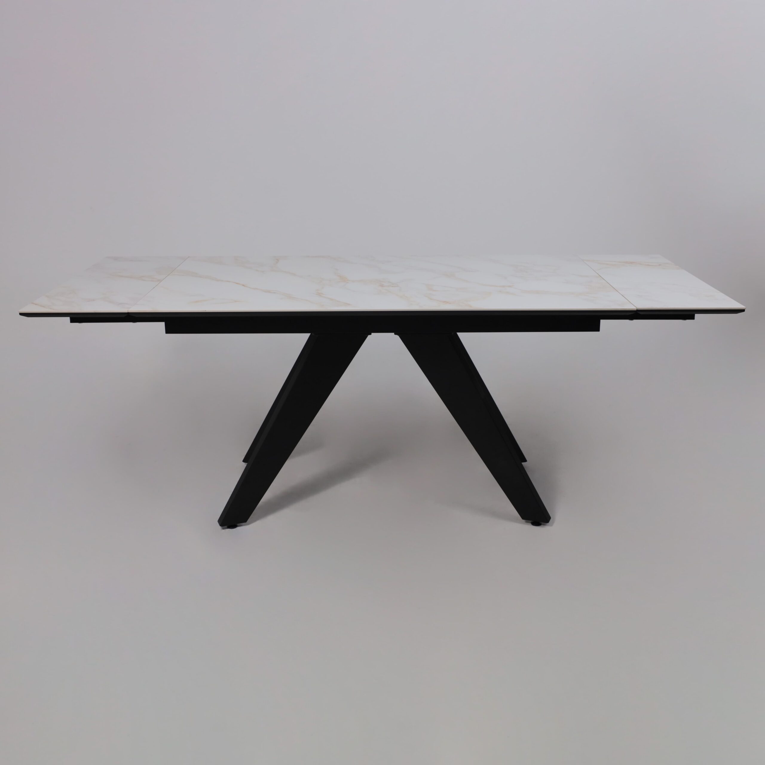 Стол AV 2122, МДФ+керамика, раздвижной 1400 (2000)*850 белый, глянцевый CARLA LARKIN/черный