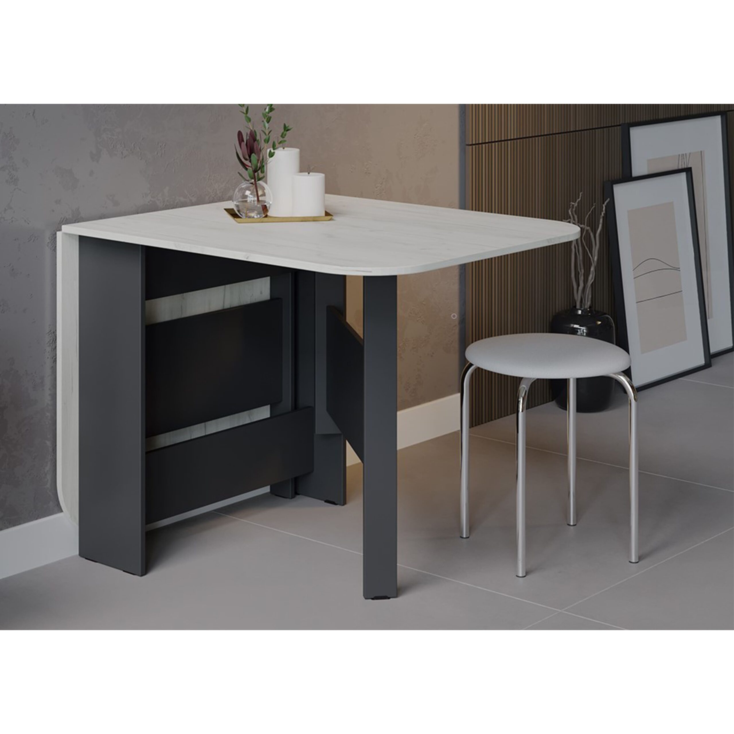 Стол-книжка Т1, 232(1600)*800, подстолье антрацит/столешница дуб крафт белый