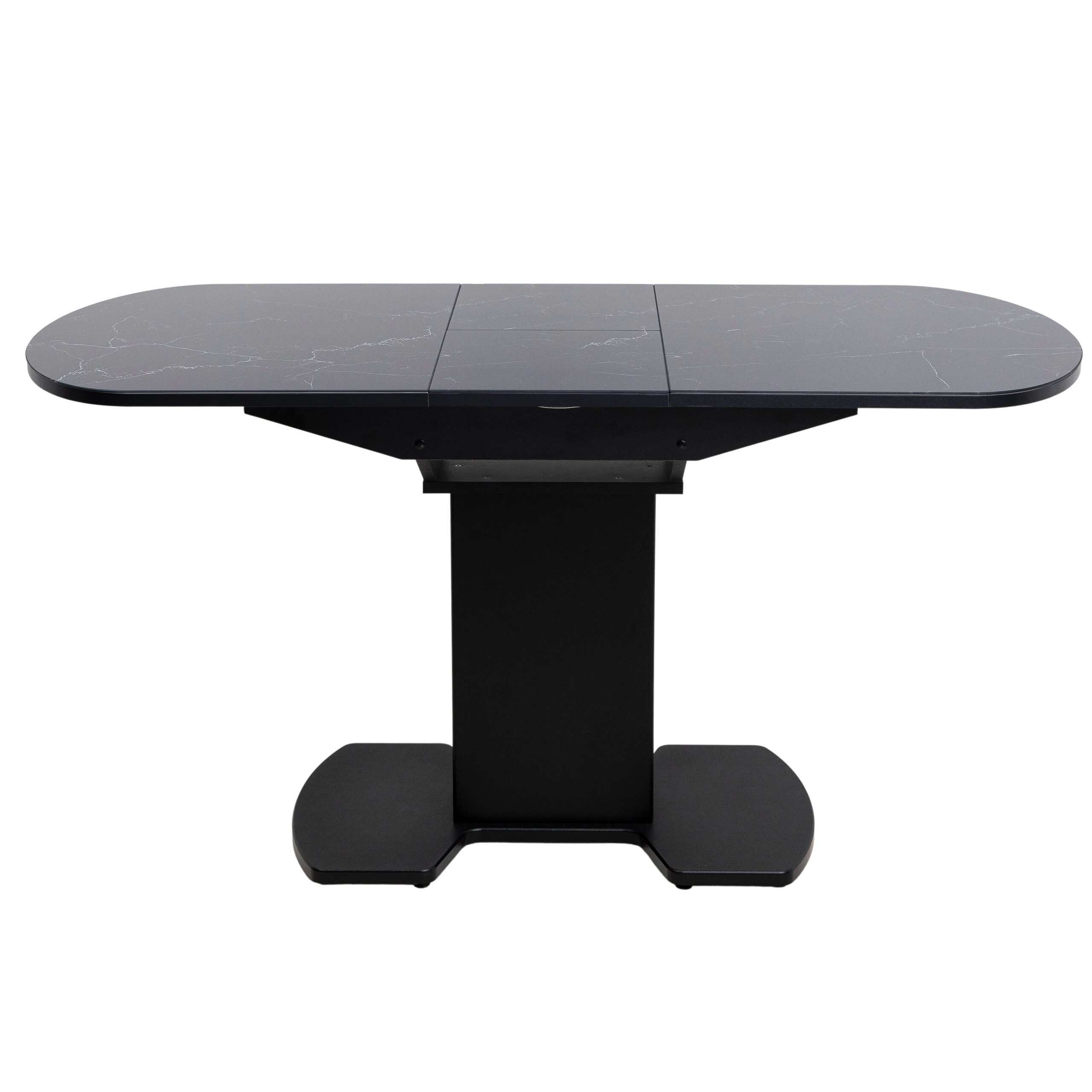 Стол КОРСИКА, фотопечать 1200(1515)*800, Мрамор черный 9/Черный матовый