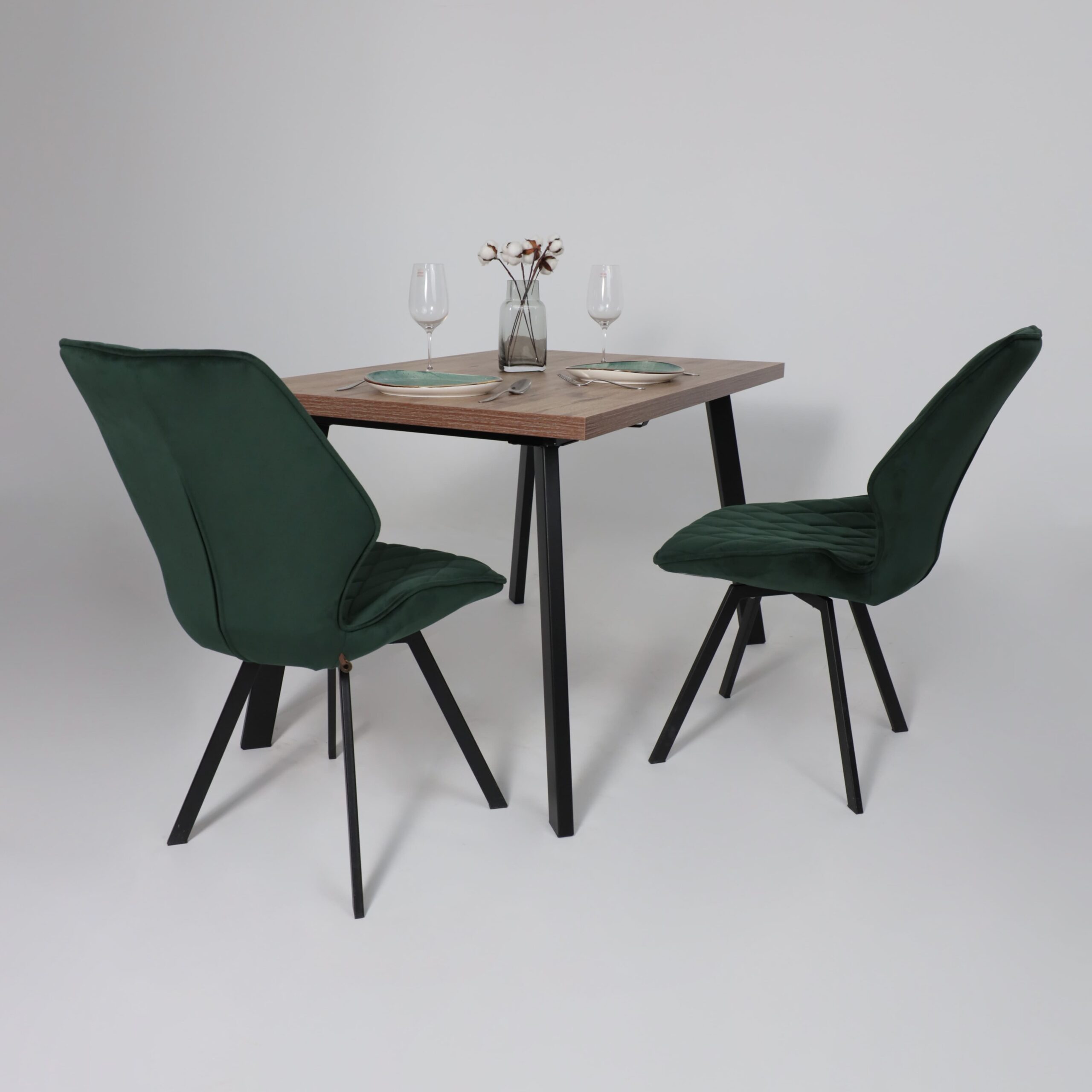 Стол BORG-120, раздвижной 120(160)х80, Дуб Веллингтон/Чёрный