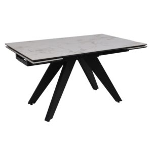 Стол AV 2122, МДФ+керамика, раздвижной 1400 (2000)*850 натуральный, глянцевый GOLD JADE/черный